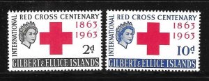 Gilbert & Ellice islands 1963 Red Cross Centenary Sc 77-78 MNH A2721