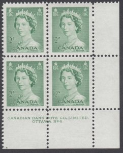 Canada - #326 QE II Karsh Portrait Plate Block #6 - MNH, Unitrade CV. $14.40