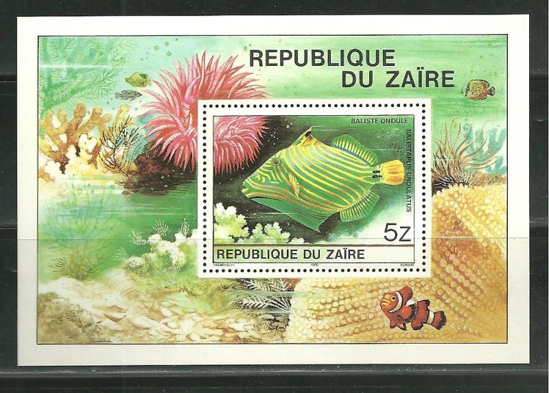 Zaire 981a MNH S/S Tropical Fish SCV 4.50
