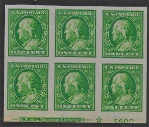 US 1911 Sc. #383 plate block XF centering, large margins NH