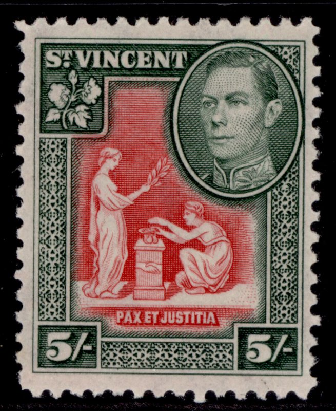 ST. VINCENT GVI SG158, 5s scarlet & deep-green, LH MINT. Cat £20.