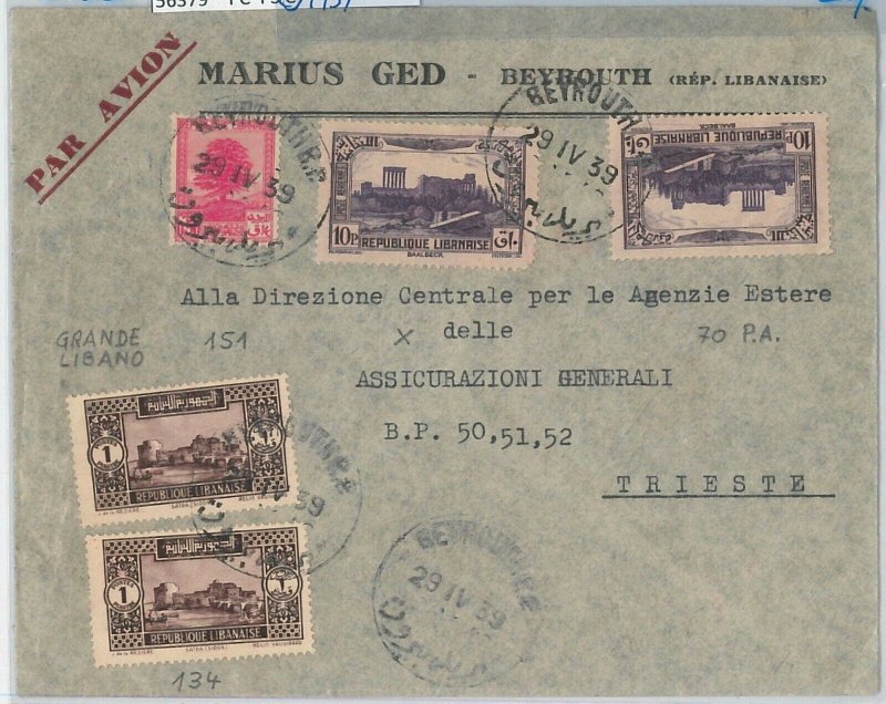 56379 - LEBANON Lebanon - POSTAL HISTORY - AIRMAIL COVER to ITALY 1939-