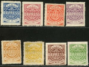 SAMOA Sc#1-8 Reprints (Type IV) of 1877 EXPRESS Stamps Complete Mint Hinged