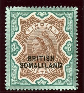 Somaliland 1903 QV 3r brown & green MLH. SG 23. Sc 18.