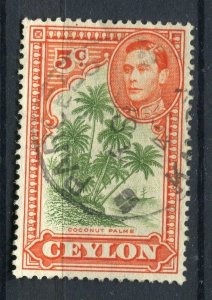 CEYLON; 1938-40s early GVI pictorial issue fine used shade of 5c. value
