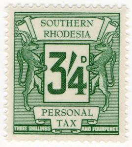 (I.B) Southern Rhodesia Revenue : Personal Tax 3/4d