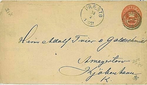 11940 - DENMARK - POSTAL HISTORY - POSTAL STATIONERY COVER from Præstø - 1879