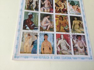 Republic de Guinea Ecuatorial  1974 Nude Masterpieces Art Stamps Sheet Ref 55207