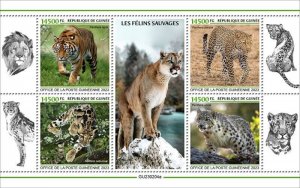 Guinea - 2023 Wild Cats, Tiger, Clouded Leopard - 4 Stamp Sheet - GU230204a