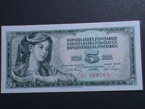 YOUGOSLAVIA-1968-VERY OLD CURRENCY-$5 DINARA UN-CIRCULATED-VERY FINE