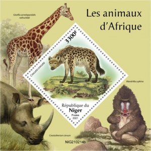 Niger - 2021 African Animals, Spotted Hyena - Stamp Souvenir Sheet - NIG210214b