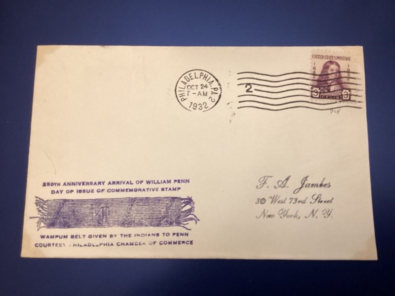ICOLLECTZONE  US 724 William Penn FDC  (A100)