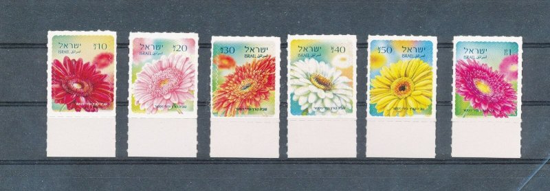 ISRAEL 2014 + 2013 GERBERAS SELF AHDHESIVE WITH TAB COMPLETE SET MNH