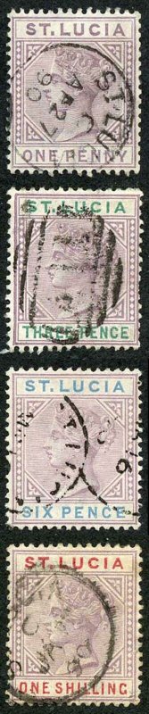 St Lucia SG39/42 1886 Set of 4 wmk Crown CA used