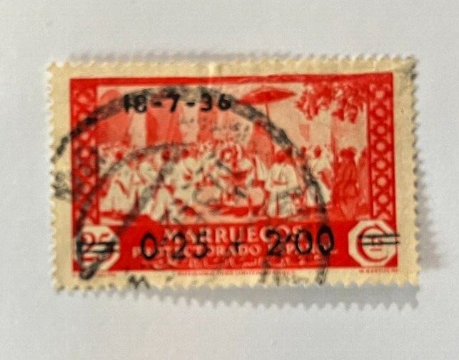 Spanish Morocco stamp: 1936, ScottCB1, airmail semi postal