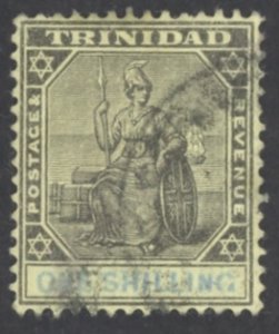 Trinidad Sc# 98 Used 1904-1909 1sh black & blue, yellow Britannia