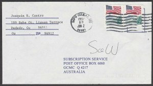 GUAM 1990 cover to Australia - MPO GUAM machine cancel......................Q100