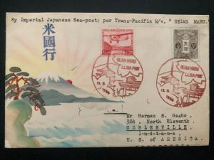 1934 SeaPost TransPacific Heian-Maru Japan Karl Lewis Cover To Noblesville USA