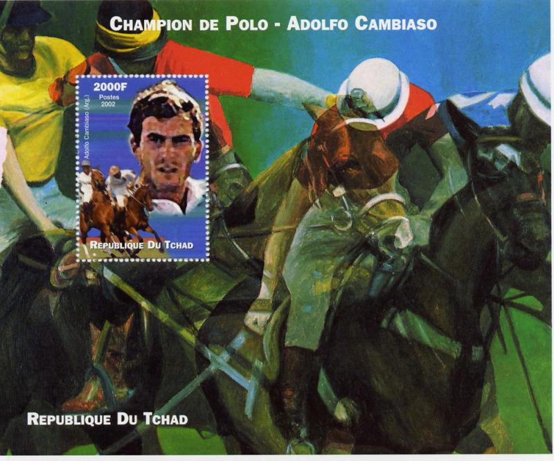 Chad 2002 POLO Champion Adolfo Cambiaso (Argentina) Horses S/S Perforated MNH