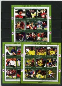 GUINEA BISSAU 2001 SOCCER WORLD KOREA/JAPAN CUP 3 SHEETS OF 9 STAMPS  MNH