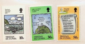 TRISTAN DA CUNHA Sc 381-3 NH ISSUE OF 1985 - MAP - BOAT - (DL24)