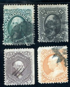 USAstamps Used FVF US 1861 Civil War Franklin Washington Scott 68, 69, 70, 71