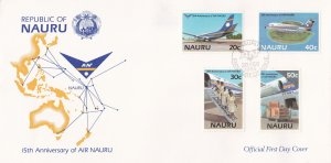 Nauru # 303-306, Air Nauru 15th Anniversary, First Day Cover