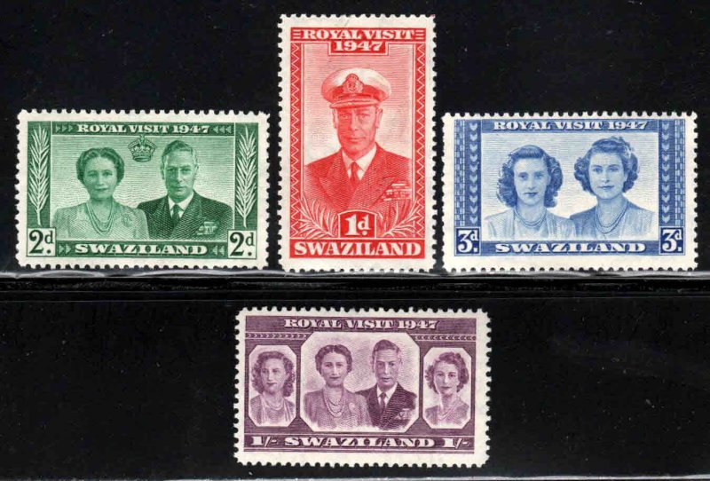 Swaziland #44-47 ~ Cplt Set of 4 ~ Royal Visit ~ Unused, HM (1947)