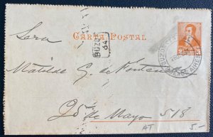 1893 Buenos Aires Argentina Stationery Postcard Cover Locally Used