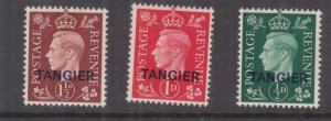 MOROCCO AGENCIES, TANGIER, 1937 KGVI set of 3, mnh.