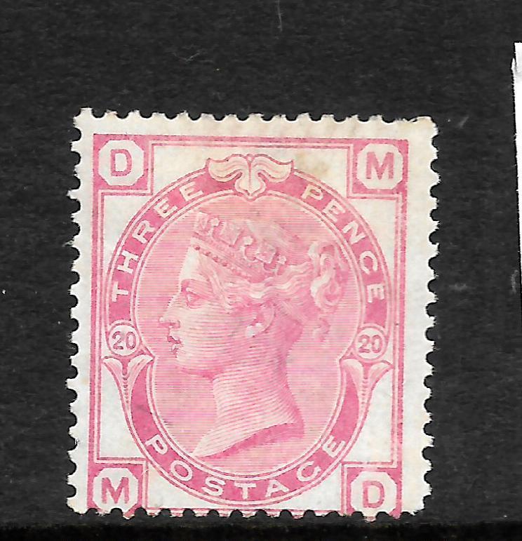 GREAT BRITAIN  1873-80  3d   PALE ROSE    QV   PLATE 20  MLH   SG 144