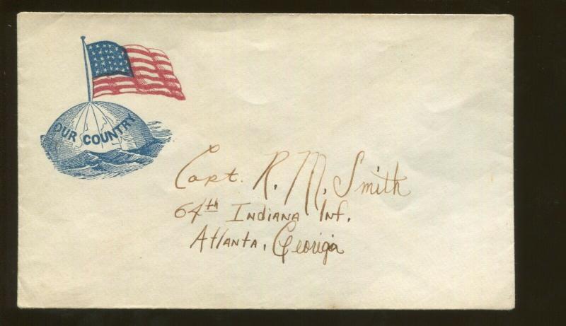 1860's United States Patriotic Civil War Era Postal Cover Unsealed 