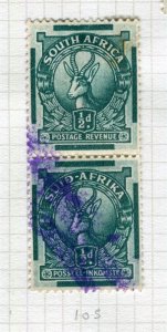 SOUTH AFRICA; 1943 early Springbok issue used 1/2d. Pair 