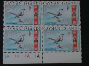 CAYMAN ISLANDS-1969-SC#210- GRAND CAYMAN THRUSH BIRD -MNH-BLOCK -VERY FINE