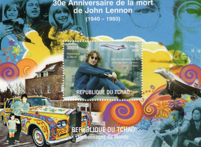 Chad 2010 Anniversary of John Lennon/Cyntia & Julian Lennon/Concorde S/S (1)