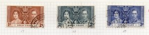 Gold Coast 1937 GVI Early Issue Fine Used 3d. Set NW-203345