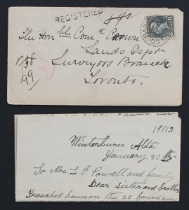 Canada 1897 Registered Small Cover in Period with Contents Small Queen #44