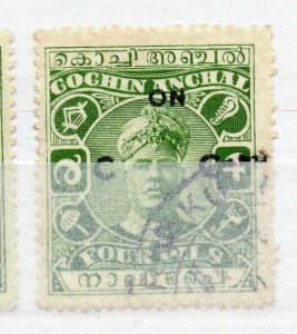 India Cochin 1948-49 Early Issue used Shade of 4p. Optd NW-16225