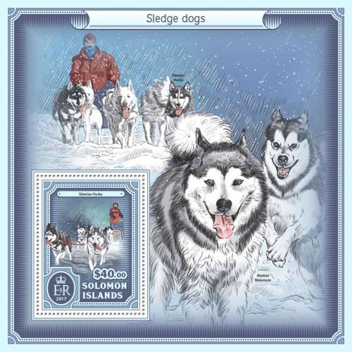 SOLOMON ISLANDS 2017 SHEET SLEDGE DOGS CHIEN DE TRAINEAUX CHIENS CAES slm17210b