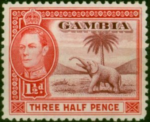 Gambia 1938 1 1/2d Brown-Lake & Bright Carmine SG152 Fine MM
