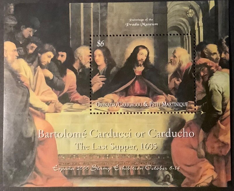 2000 GRENADA CARRIACOU. Del Prado Museum Paintings. 2 HB with 1 seal each NHM-