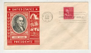1938 PRESIDENTIAL SERIES JOHN ADAMS 806-19 STAEHLE SINGLE STAMP UNDERPAID