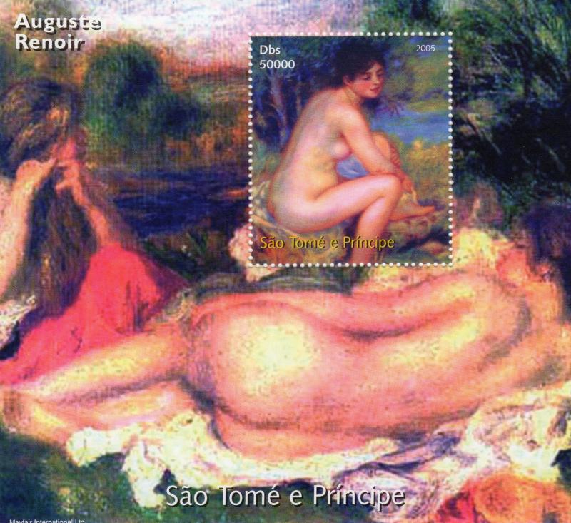 Sao Tome and Principe 2005 Auguste Renoir Nude Ptgs SS Perforated MNH VF