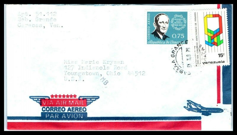 1970s VENEZUELA Air Mail Cover - Gran Sabana to Youngstown, Ohio USA O6 