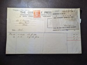 1942 England Channel Islands Cover Guernsey CI Local Use Press Co Receipt