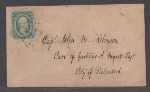 **CSA Cover, SC# 12, Charlottesville, VA, 2/28/1864, Pink Interior