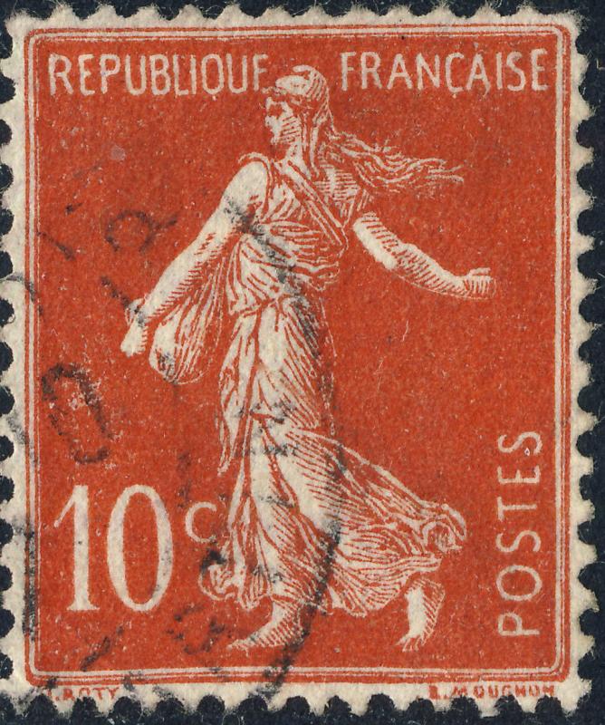 FRANCE - 1906 - Yv.135/Mi.117axI 10c Semeuse chiffres maigres (type IIA) Obl. TB