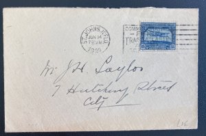 1929 St Johns Newfoundland Cover Locally Used First trans Atlantic Cancel