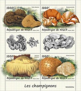 Niger - 2022 Mushrooms, Truffle, Lion's Man - 4 Stamp Sheet - NIG220203a