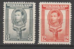 BRITISH SOMALILAND 1938 KGVI BUCK 8A AND 12A